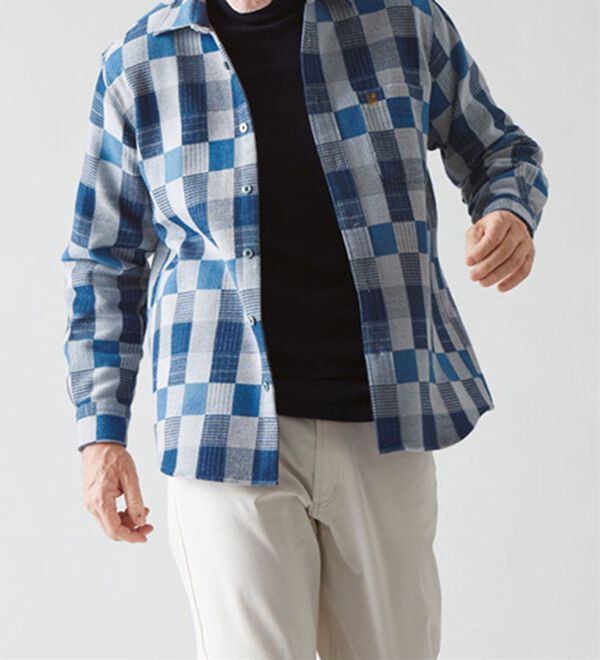「＜キンロック＞日本製　パッチワークふわふわ起毛シャツ（メンズシャツ）」｜詳細画像