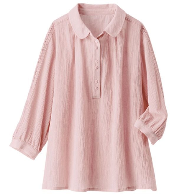 ハナモモ出品 未使用 eLLa コットンブラウス 名品 ／ 洗える ／ 4カラー展開》ラミーボザムシャツブラウス