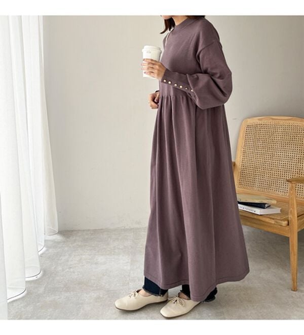 GeeRA（ジーラ）の「フィット＆フレアーニットワンピース（ニットワンピース）」｜詳細画像