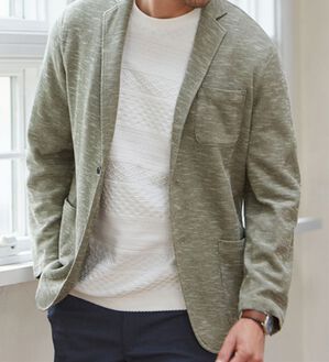 「鹿の子編テーラードカーディガン（メンズカーディガン）」｜詳細画像