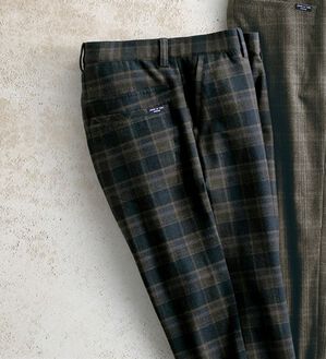 「＜コムルヴァン・オム＞チェック柄グッとラクパンツ（メンズフルレングスパンツ）」｜ネイビーチェック