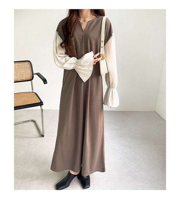 GeeRA（ジーラ）の「ブラウスレイヤード風ドッキングワンピース（カットソーワンピース）」｜詳細画像