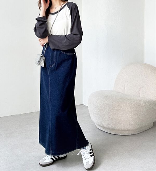 GeeRA（ジーラ）の「バックスリットデニムロングスカート（ロングスカート）」｜詳細画像