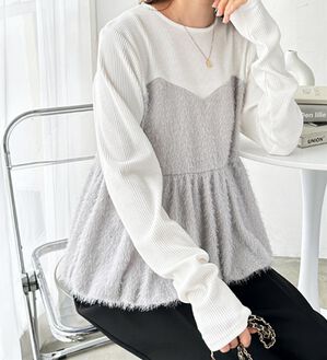 GeeRA（ジーラ）の「ドッキングペプラムトップス（カットソー）」｜グレー