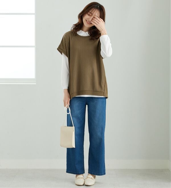 BELLUNA（ベルーナ）の「【インナー付き】透かしドルマンベストアンサンブル（アンサンブル）」｜詳細画像