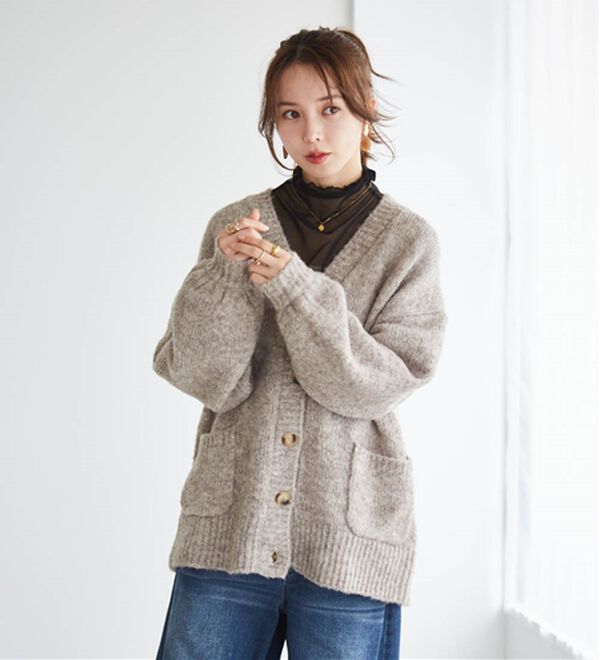 美品　ラクーンニット　カーディガン　オーバーカーディガン 23区｜【CLASSY.11月号掲載/洗える】ラクーンブレンドダブル