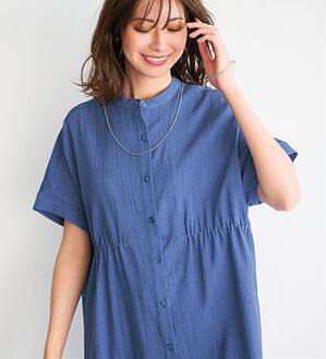 BELLUNA（ベルーナ）の「シアージャカード素材ペプラムチュニック（チュニック）」｜ロイヤルブルー