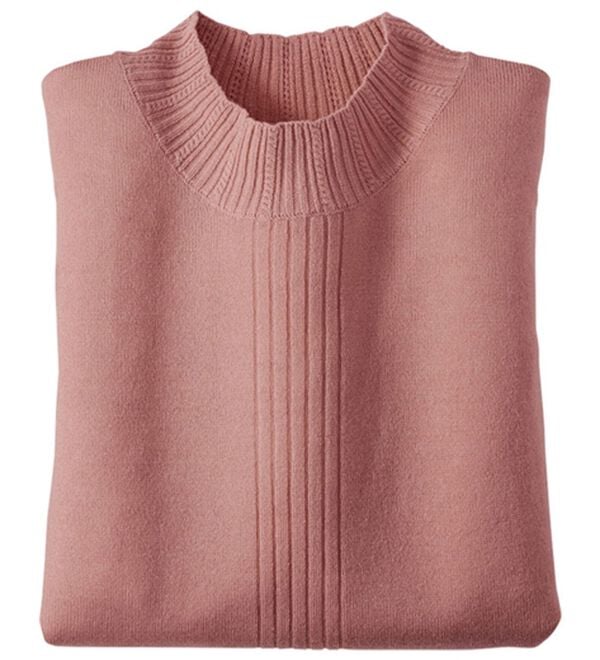 BELLUNA（ベルーナ）の「ウール入りウォッシャブルハイネックセーター（ニット・セーター）」｜ピンク