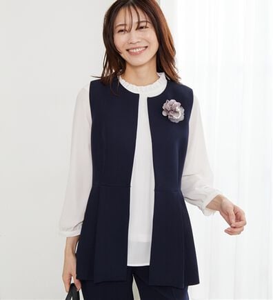 BELLUNA（ベルーナ）の「＜Ｃ／Ｓ＞ノーカラーペプラムジレ（ベスト）」