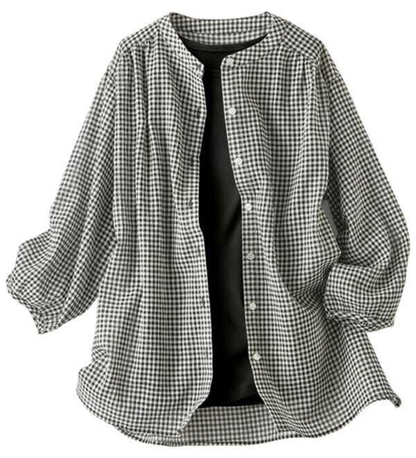 BELLUNA（ベルーナ）の「【タンクトップ付】綿シアーシャツブラウスセット（シャツ）」｜詳細画像