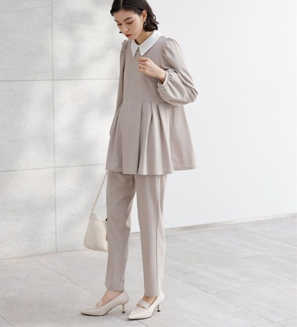 GeeRA（ジーラ）の「【２点セット】２ＷＡＹプリーツ切替ブラウスセットアップ（ブラウススーツ）」｜詳細画像