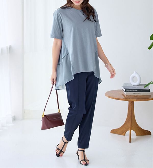 alotta（アロッタ）の「【接触冷感】バックシフォン切替チュニック（チュニック）」｜詳細画像