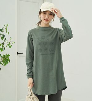 BELLUNA（ベルーナ）の「【メルティポンチ】プリントチュニック（チュニック）」｜フラワー(カーキ)