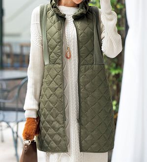 ルフラン（ルフラン）の「立ち衿あったかロングベスト（ベスト）」｜詳細画像