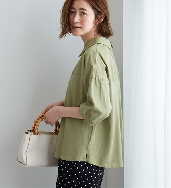 BELLUNA（ベルーナ）の「衿付き異素材切替プルオーバー（カットソー）」｜詳細画像