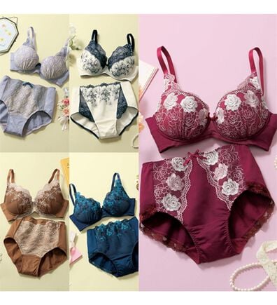 LAVIENNE（ラヴィエンヌ）の「【５色組】大人デザインのブラ＆ショーツ（ブラジャー＆ショーツセット）」