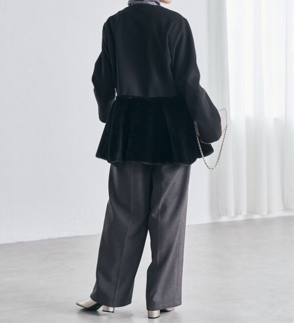 RANAN（ラナン）の「ペプラムファー切替コート（ハーフコート）」｜詳細画像