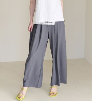 RANAN（ラナン）の「ひんやり！リラックスタックワイドパンツ（ワイドパンツ・ガウチョ）」｜チャコール