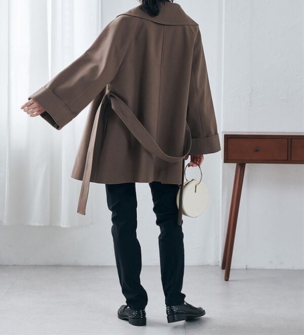 RANAN（ラナン）の「ウール調ビッグカラーガウンコート（ハーフコート）」｜詳細画像