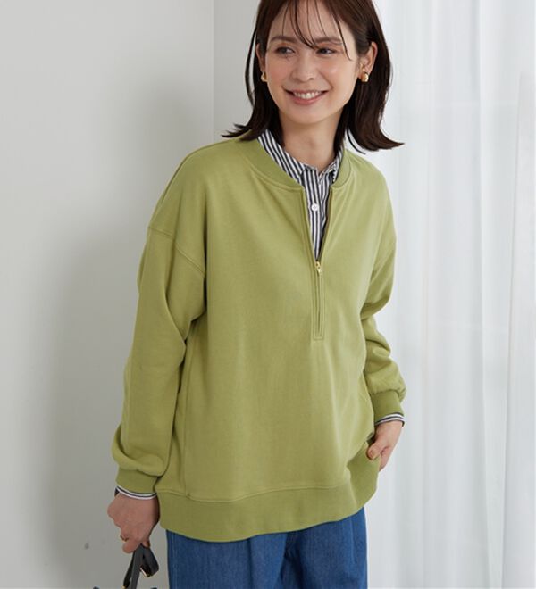 BELLUNA（ベルーナ）の「リブ使いハーフジップ裏毛プルオーバー（カットソー）」｜詳細画像
