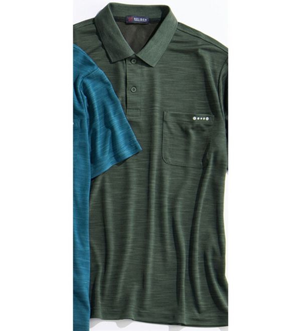 「＜スイゲン＞冷感・ＵＶ対策アクティブポロシャツ（メンズポロシャツ）」｜カーキ
