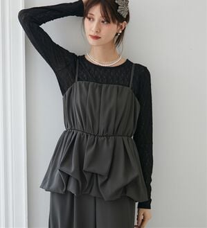 RANAN（ラナン）の「アシメバルーンパンツドレス（パンツスーツ）」｜チャコール