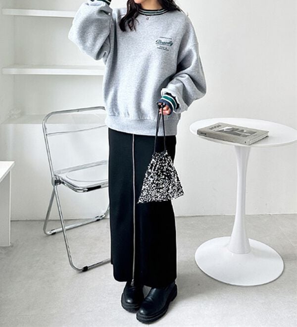 GeeRA（ジーラ）の「ラインリブエンブロイダリー裏起毛スウェット（カットソー）」｜詳細画像