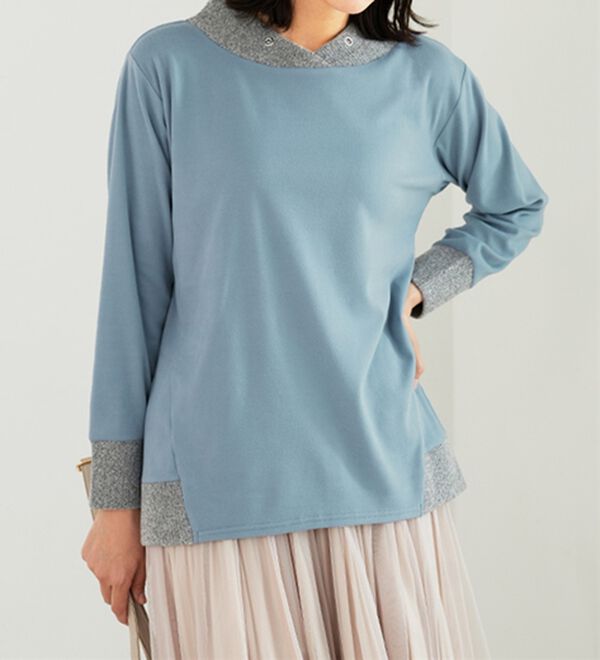 BELLUNA（ベルーナ）の「ワイドネックデザイン配色切替プルオーバー（カットソー）」｜詳細画像