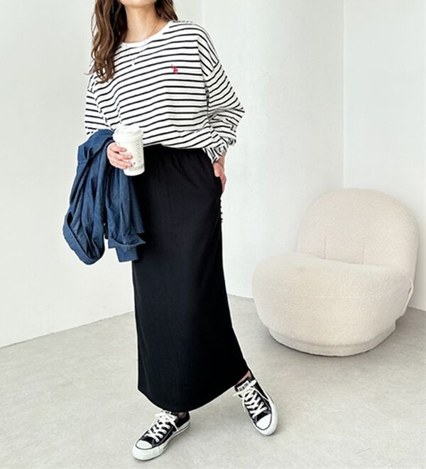 GeeRA（ジーラ）の「ふわふわあったか！裏起毛リブスカート（ロングスカート）」｜詳細画像