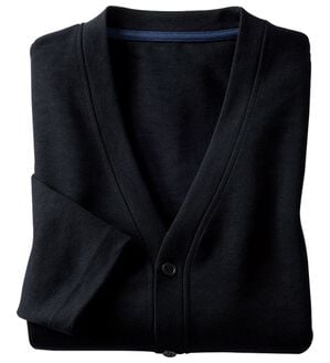 「＜シンプル＆プラス＞毎日活躍！お買得カーディガン（メンズカーディガン）」｜ブラック