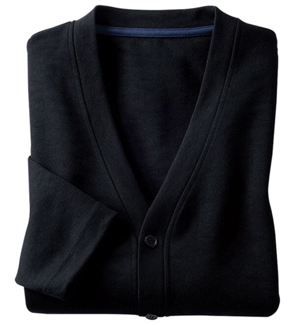 「＜シンプル＆プラス＞毎日活躍！お買得カーディガン（メンズカーディガン）」｜ブラック