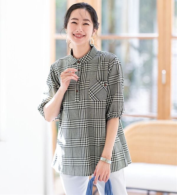 ルフラン（ルフラン）の「【３色組】デザインポケットの綿１００％ブラウス（ブラウス）」｜詳細画像