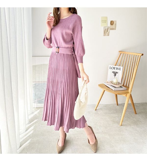 GeeRA（ジーラ）の「前後２ＷＡＹプリーツニットワンピース（ニットワンピース）」｜詳細画像