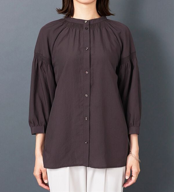BELLUNA（ベルーナ）の「ビンテージ素材シャーリング使いブラウス（チュニック）」｜詳細画像