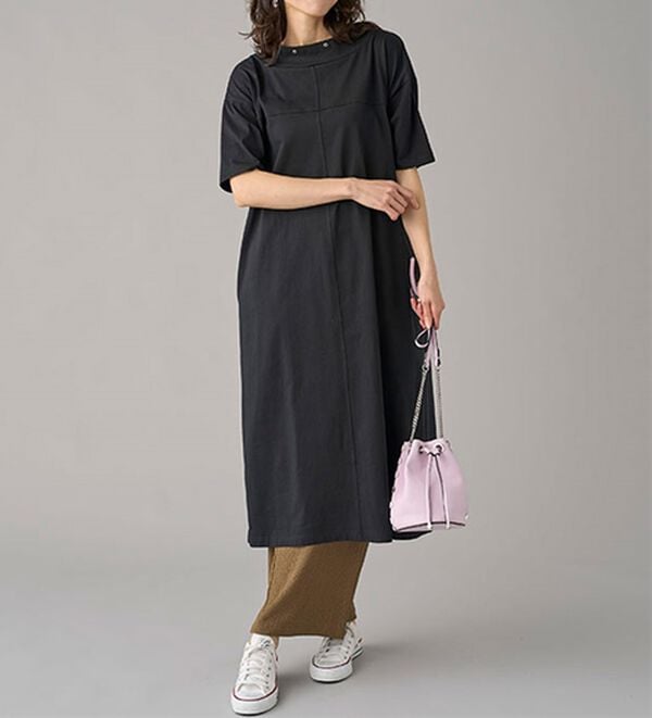 BELLUNA（ベルーナ）の「ひんやリッチコットン大人のワンピース（カットソーワンピース）」｜詳細画像