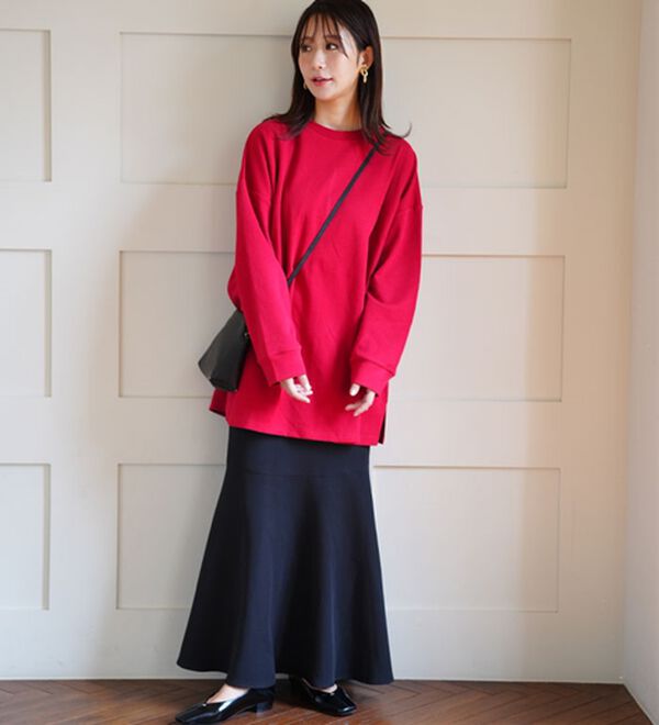 A HAPPY MARILYN（アハッピーマリリン）の「【Ｍ～８Ｌ】スウェット苦手さんも嬉しい！綿トレーナーライクビッグシルエットＴシャツ（Tシャツ）」｜詳細画像