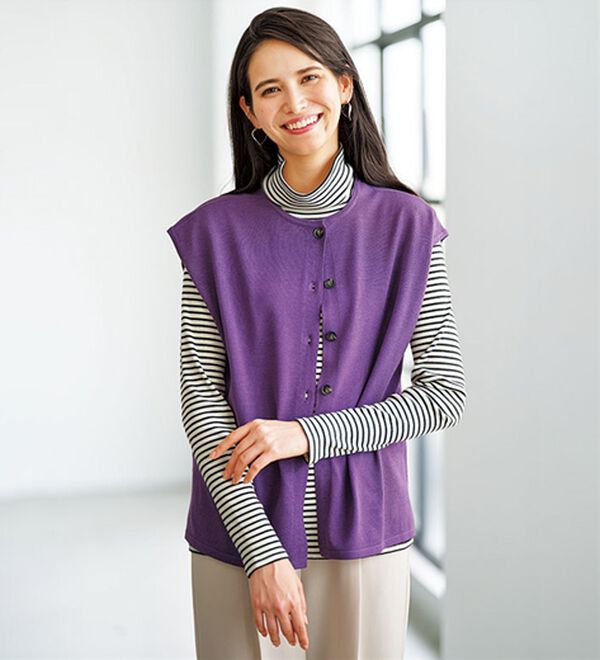 BELLUNA（ベルーナ）の「前後２ｗａｙベスト付ニットアンサンブル（アンサンブル）」｜詳細画像