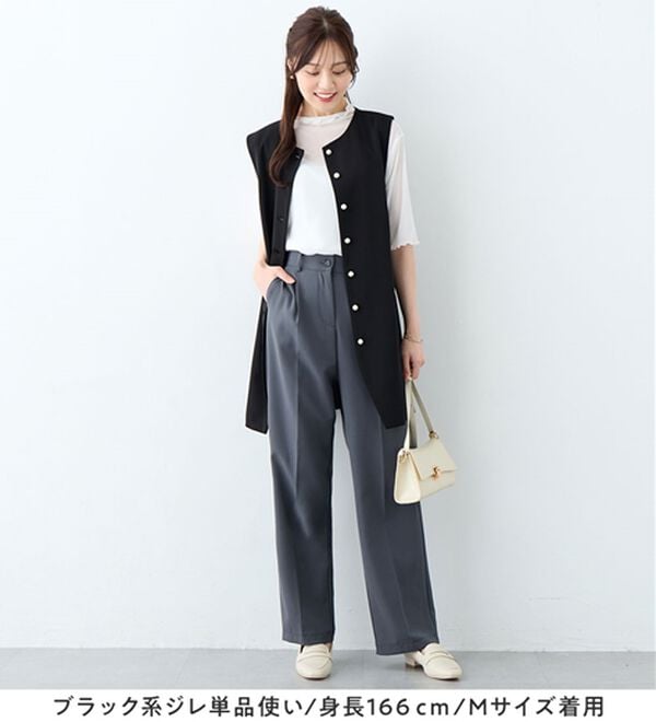 alotta（アロッタ）の「【ブラウス付き３点セット】洗える！美ラインジレセットスーツ（パンツスーツ）」｜詳細画像