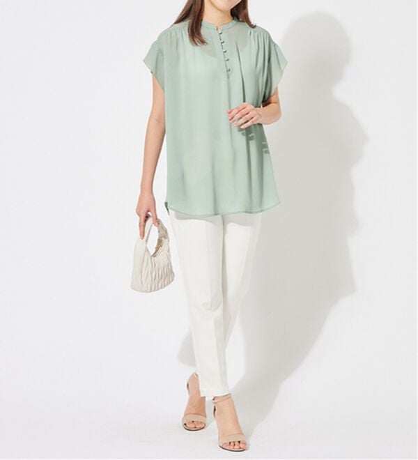 alotta（アロッタ）の「楊柳素材クルミボタンチュニックブラウス（チュニック）」｜詳細画像