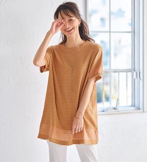 BELLUNA（ベルーナ）の「さらっとした着心地！涼感シアー使いチュニック（チュニック）」｜テラコッタ