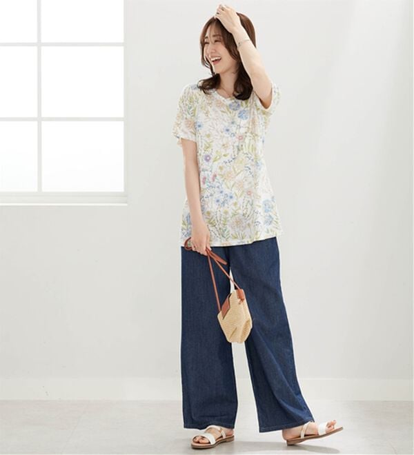 BELLUNA（ベルーナ）の「美人顔シルエット綿混プリントチュニック（チュニック）」｜詳細画像