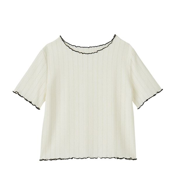 RANAN（ラナン）の「インせず着られる！透かし柄メロー配色Ｔシャツ（カットソー）」｜詳細画像