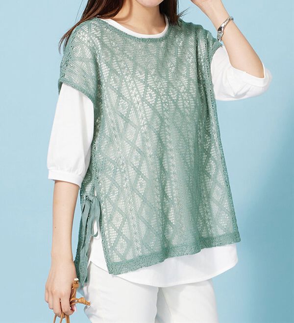 BELLUNA（ベルーナ）の「ラッセルレースサイドリボンアンサンブル（アンサンブル）」｜詳細画像