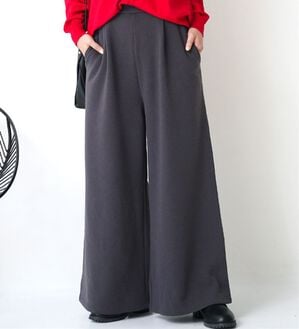 A HAPPY MARILYN（アハッピーマリリン）の「【Ｌ～８Ｌ】もわもわシャギーで下半身の冷え対策！選べる３丈 裏起毛 裏シャギー ワイドパンツ（ワイドパンツ・ガウチョ）」｜チャコール