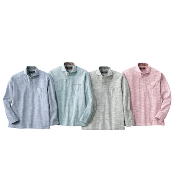 「＜コムルヴァン・オム＞リネンブレンド大人の杢調ポロ（メンズポロシャツ）」｜詳細画像