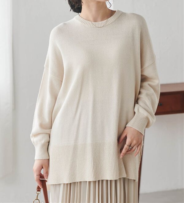 RANAN（ラナン）の「ワイドリブ使いカラーニットチュニック（ニット・セーター）」｜詳細画像