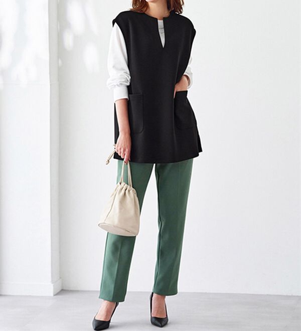 BELLUNA（ベルーナ）の「【2点セット】静電気防止インナー付ベストアンサンブル（アンサンブル）」｜詳細画像