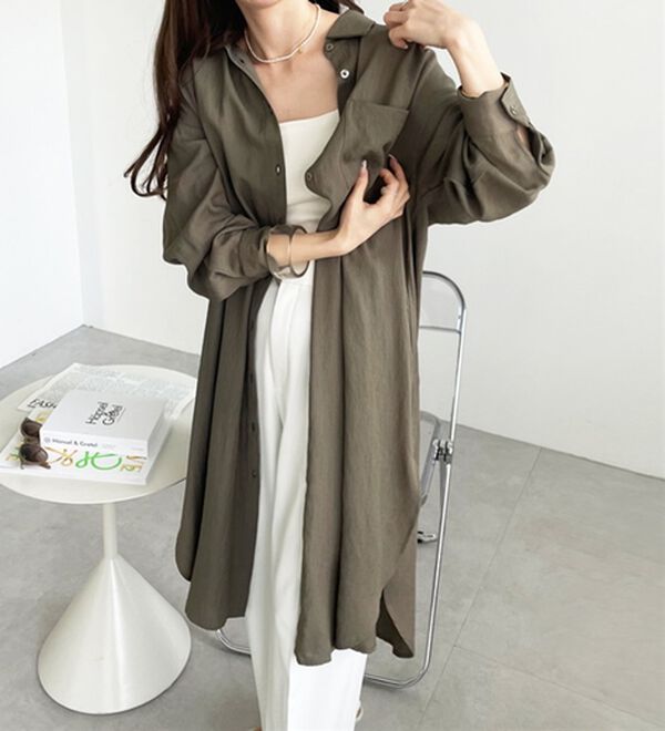 GeeRA（ジーラ）の「スリット入りロングシャツワンピース（シャツワンピース）」｜詳細画像