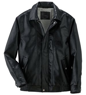 「なめらか質感フェイクレザージャケット（メンズジャケット）」｜ブラック