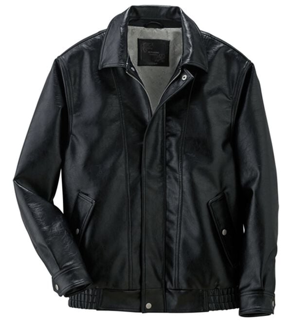「なめらか質感フェイクレザージャケット（メンズジャケット）」｜ブラック